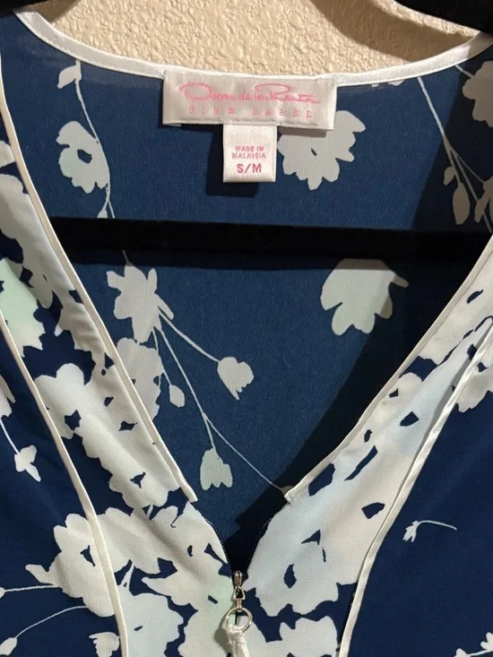 Oscar de la Renta Navy Blue Floral maxi lounge wear - Picture 6 of 6